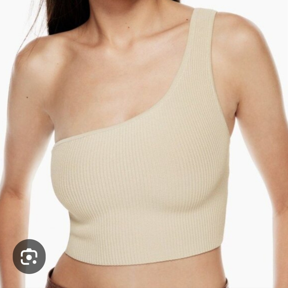 Lulus Basics Top, Size XS‎ - S, One Shoulder, Cream Tone Ribbed Stretch, NEW!